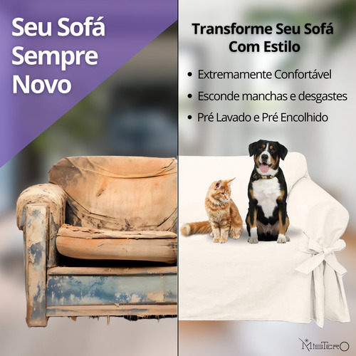 Capa pra Sofa Brim Peletizado 6 Lugares Grande Extra Macio Cor Crua