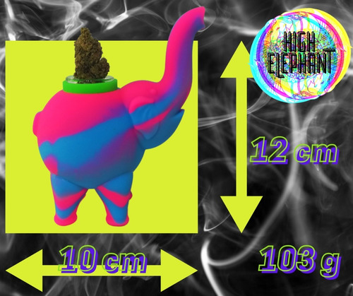 Imagen 4 de 7 de Bong Pipa Cristal Silic Elefante Clutch + Repuesto + Cepillo