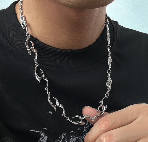 Collar Tribal Cyberpunk Rave Accesorios Plateado