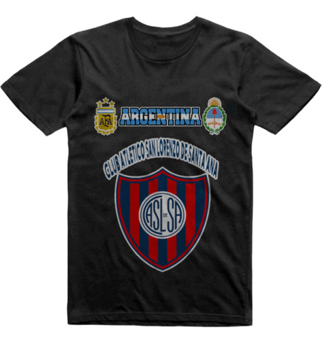 Remera Infantil Negra San Lorenzo Santa Ana Tucuman