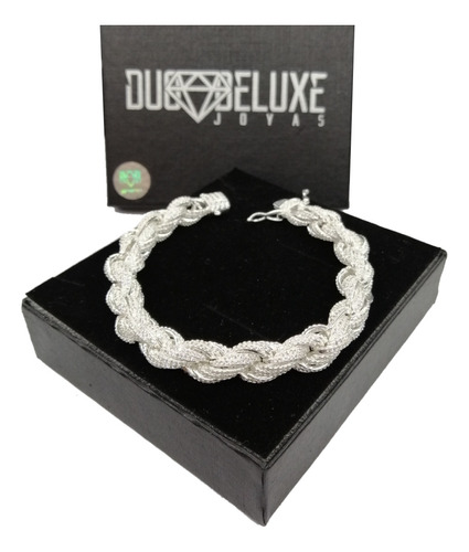 Pulsera Hombre Torzal Diamanta1 Plataley.925 Duodeluxejoyas®