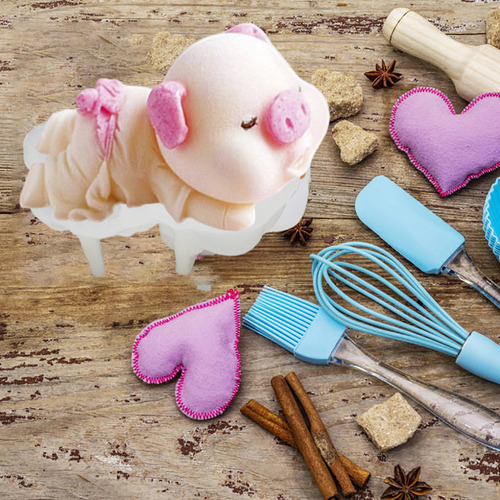 Assadeira De Bolo De Mousse De Porco 3d Em Silicone Animal