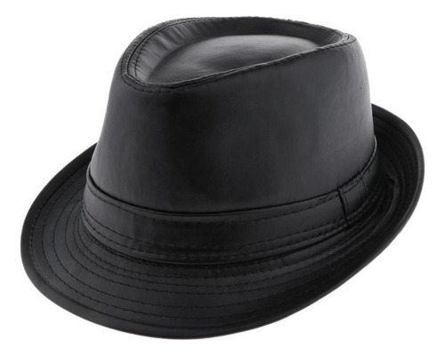 W Sombrero De Copa De Cuero Pu Gorro De Jazz Clásico Unisex