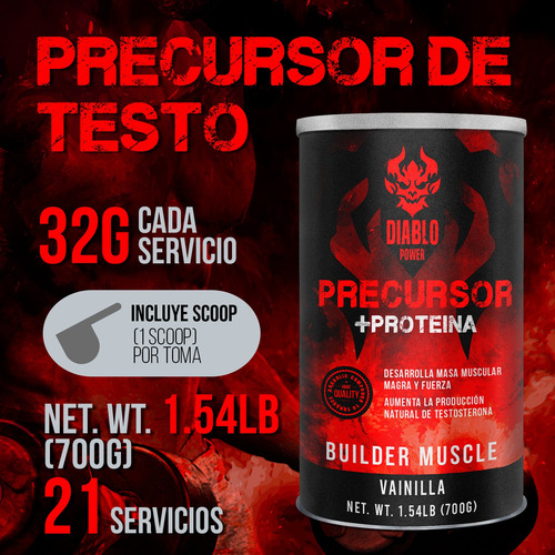 Precursor + Prote Para Hombres Diablo Power 700 G Sabores Vainilla