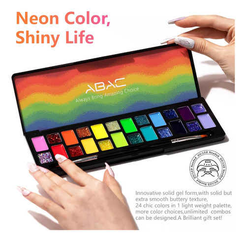 Abac Kit De Esmalte De Gel Sólido De 24 Colores, Tonos Holog