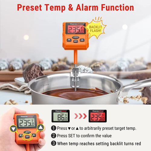 Imagen 2 de 8 de Termometro Cocina Thermopro Tp511 Ideal P/ Aceite Y Caramelo