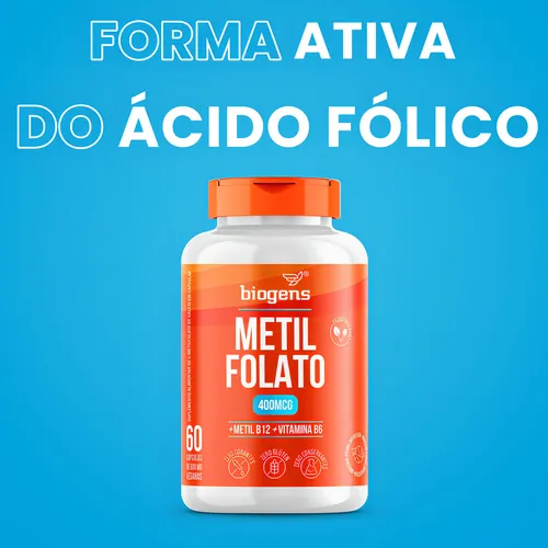 Metilfolato, 60 cps L, folato de metilo, ácido fólico activo, biógenos, sabor neutro