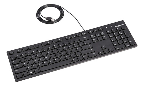 Teclado Amazon Basics Layout Usb Us Com Fio De Baixo Perfil