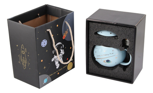 Taza Planeta Astronauta En Relieve De 400ml Con Caja Regalo