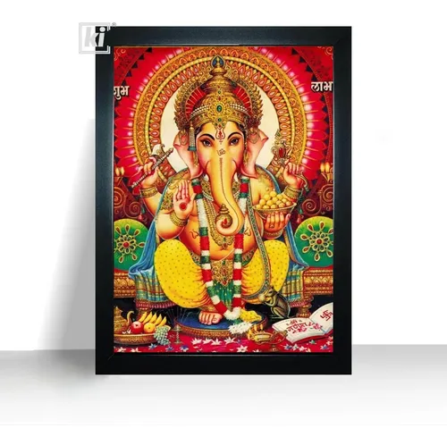 Quadro Decorativo Lord Ganesha Moldura A4 32cm | Parcelamento sem juros