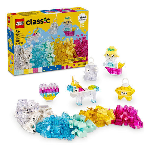LEGO® Classic Caja de Magia Transparente Bricks 11040; Contiene 340 bricks de colores vivos para niñas y niños 5+
