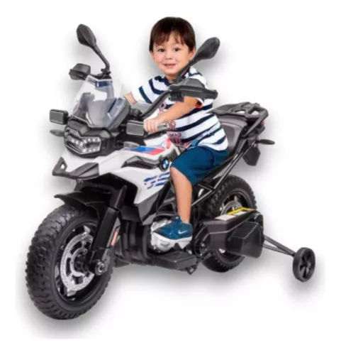 Moto Infantil Elétrica Menino Menina Bateria Motorizado Luz Cor Branco