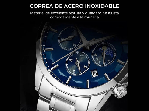 Reloj De Negocios Poedagar P928 Cronógrafo Luminoso De Cuarzo Color De La Correa Oro/negro