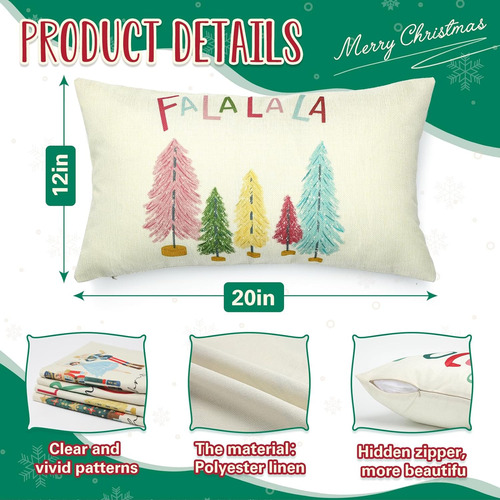 Fundas De Almohada De Navidad De 12 X 20 Pulgadas, Decoracio