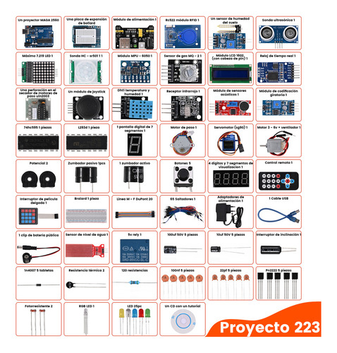 Completo Kit Compatible Para C/ Arduino Uno Con Tutorial