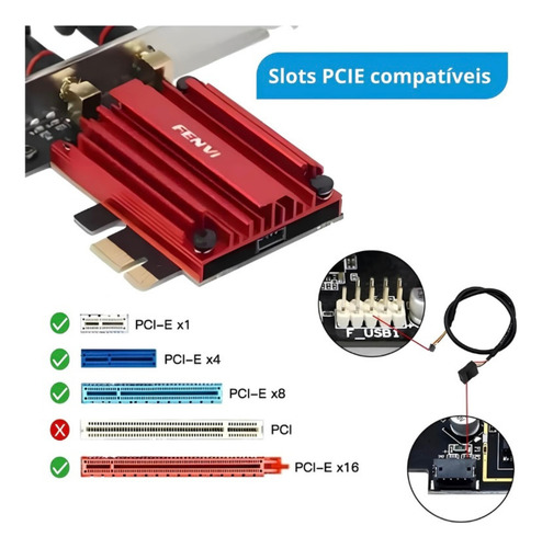 Placa De Rede Wi-fi Fenvi Fv-ac1200 De Dupla Banda 1200 Mbps