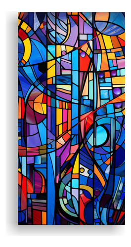 30x60cm Cuadro Patron Intenso Estilo Vitral Bastidor Madera