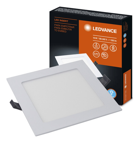 Painel Led Embutir 18w 6500k Quadrado Ledvance 7014195 Cor Branco 100V/240V