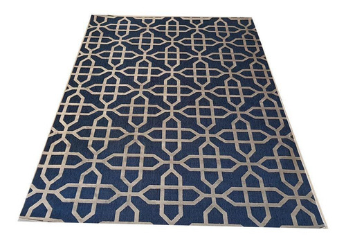 Tapete Illusion 04 Prata Azul 2x2,5m Geométrico Alto Relevo