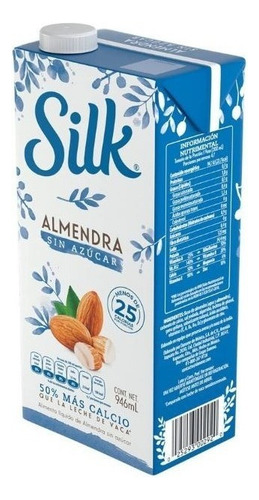Leche De Almendra Silk Sin Azucar Sin Endulzar 6 Pzs 946 Ml