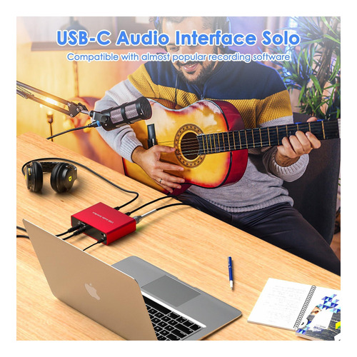 Interface De Áudio Usb Com Gravação E 48v Phantom Power