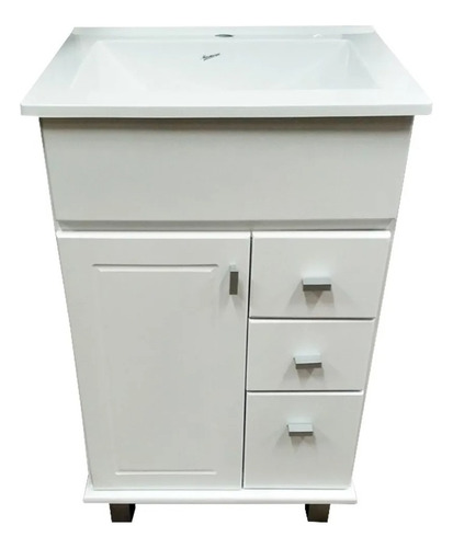 Vanitory 50 Cuadrado Boston Laqueado Loza Cajon Baño Mueble 1 Orificio