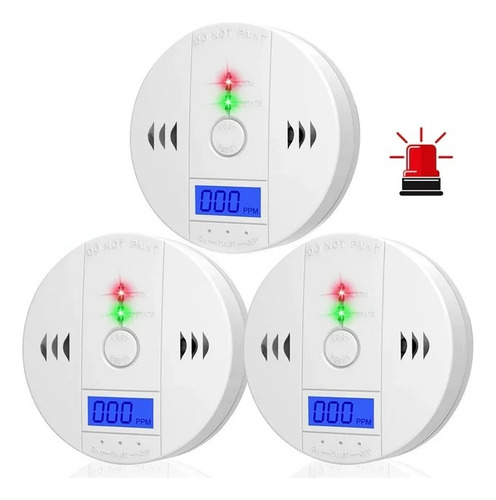 3pc Detector Humo Alarma Monoxido De Carbono Seguridad Hogar