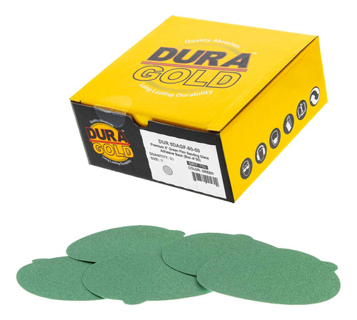 Dura-gold Discos De Lija Psa De Pelicula Verde De 5 Pulgadas