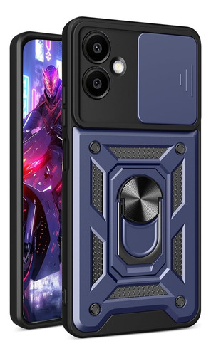 Funda Ring Cubre Cámara + Templado Compatible Cn Samsung A06 Azul Reforzada Anillo V3