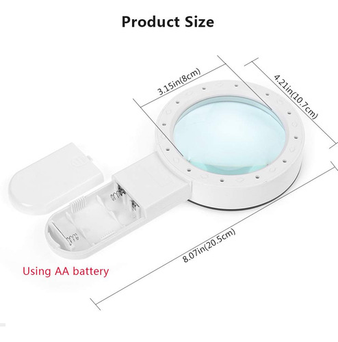 Lupa Con Luz, Lupa Grande De Mano 30x Con 12 Led Iluminada
