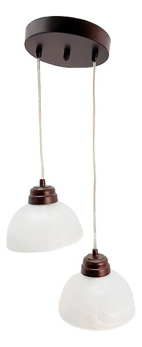 Lampara Colgante Charola 2 Luces Pantalla Tazón Marmol. Chocolate