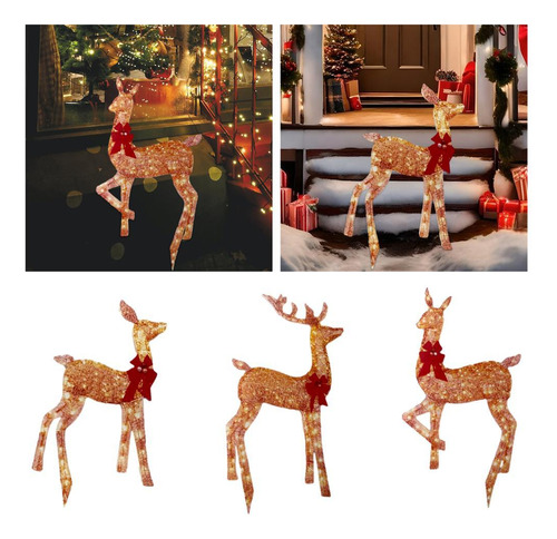 Adornos Navideños Con Luz De Ciervo, Decoraciones S