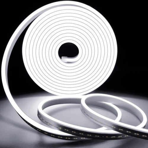 Tiras De Led Neón Luz Flexible Unicolor 5 Metros Cortar 12v Blanco Frío