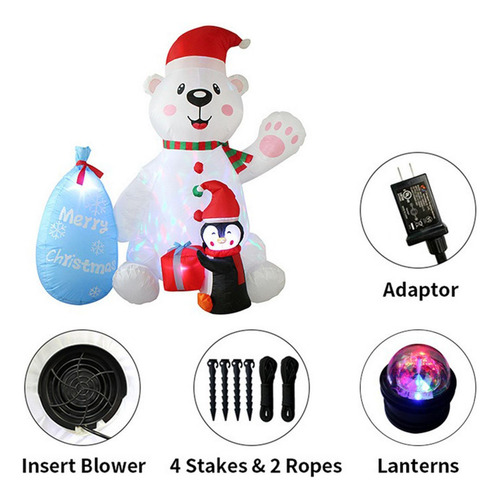 Oso De Pingüino Inflable Navideño De Con Luz, Decoración