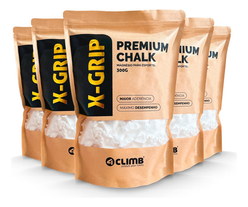 Kit 5 Und X-grip Premium Magnésio Granulado 300g 4climb