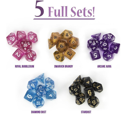 Wiz Dice Cup Of Wonder - 35 Dados Dnd Poliédricos Y Vaso