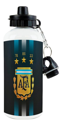 Botella Deportiva - Argentina Campeon 3 Estrellas Negra