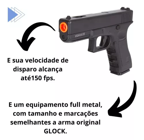 Pistola Airsoft Full Metal Spring Glock Gk-v20 6mm + 1000 Bb