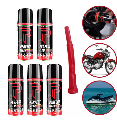 5 Perfect Clean Moto E Linha Náutica 250ml Koube + Aplicador Cor Vermelho