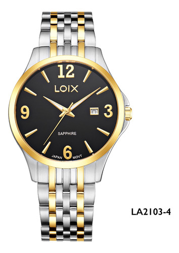 Reloj Hombre Loix® La2103-4 Plateado Con Dorado,  Negro