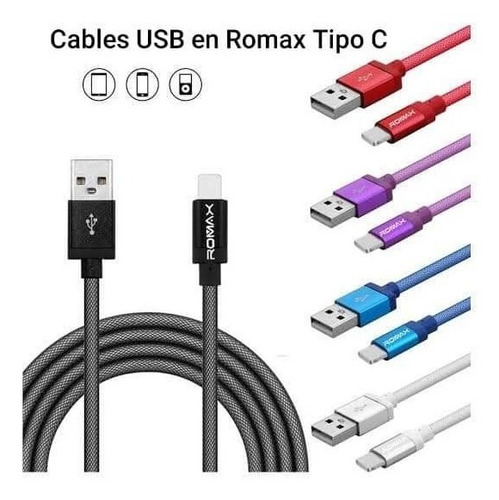 Cable Romax Usb 1,20cm Usb 3.1a Carga Rápida.