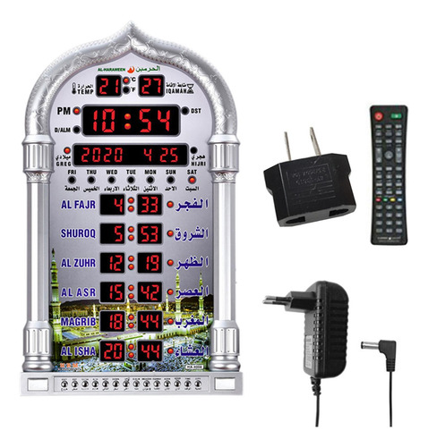Reloj Led Azan, Reloj De Oración, Reloj Decorativo, Plata