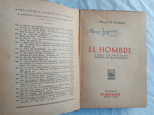El Hombre Hipolito Irigoyen Apostol Democracia - Dedicado (Usado)