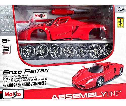 Imagem 3 de 8 de Kit Para Montar Diecast Enzo Ferrari Vermelho 1:24 Maisto