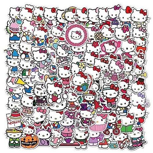 100pcs Hola Kitty Stickers Packty Blanco Tema Yz7gr