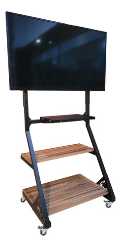 Soporte Piso Tv Pantalla Led 32-65 Móvil C/ruedas 3 Estantes Color Negro