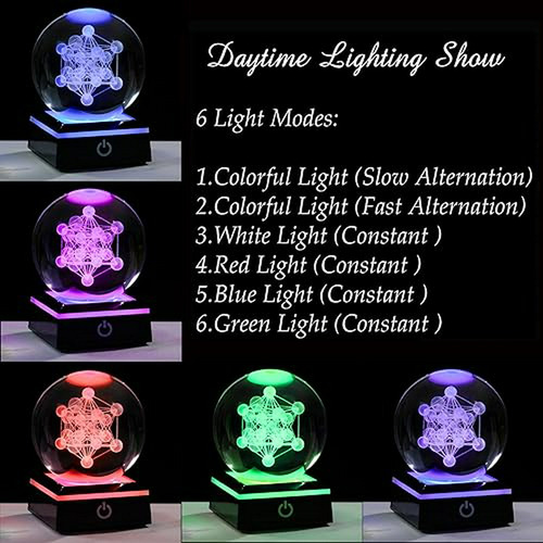 Esfera De Cristal Metatrónica 3d Con Luz Led Compatible Con