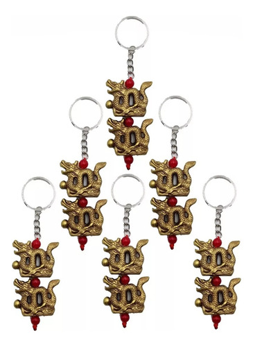 6 Llavero Amuleto De Protección De 2 Dragones Feng Shui