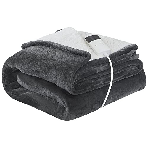 Manta Eléctrica Suave De Sherpa Fleece, 10 Configuraci...