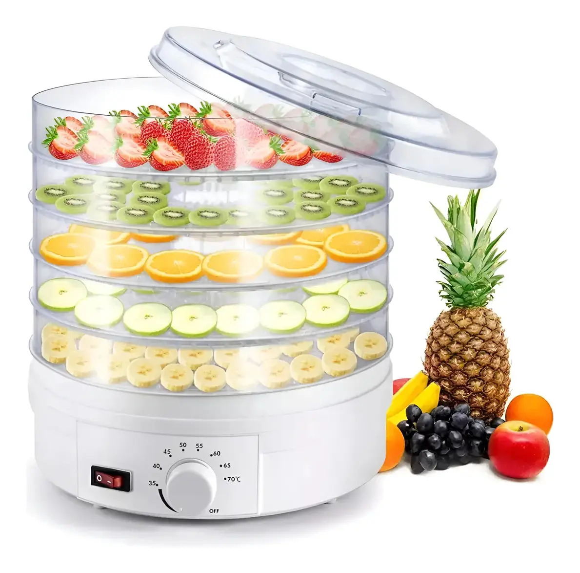 Deshidratador De Alimentos Para El Hogar, 350 W, 5 Capas, Secador De Frutas Y Verduras Con Control De Temperatura Ajustable De 35 A 70 °c, Secadora De Alimentos Para Secar Frutas, 
